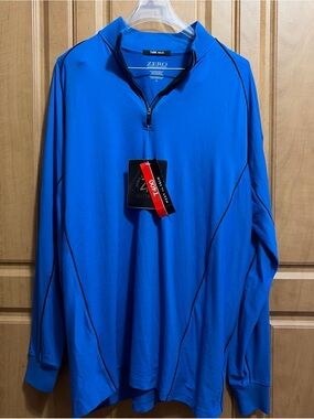 Zero Restriction Mens Blue Quarter-Zip Performance Golf Shirt Size XL